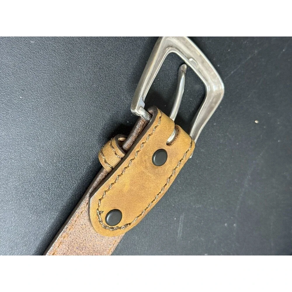 Justin Top Grain Cowhide Brown Leather Belt Silver Hardware 48